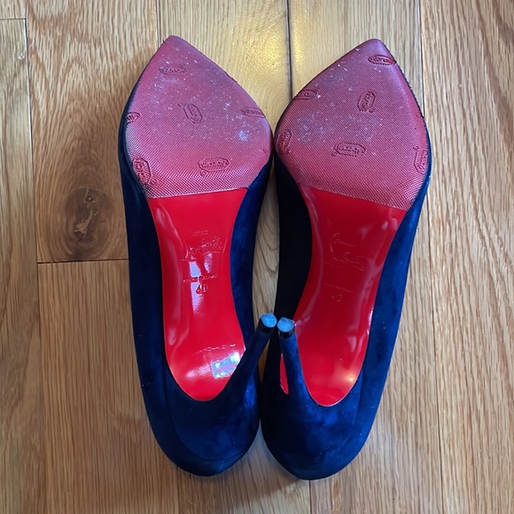 Christian Louboutin Corneille Navy Suede Pump 100 - Picture 5 of 9